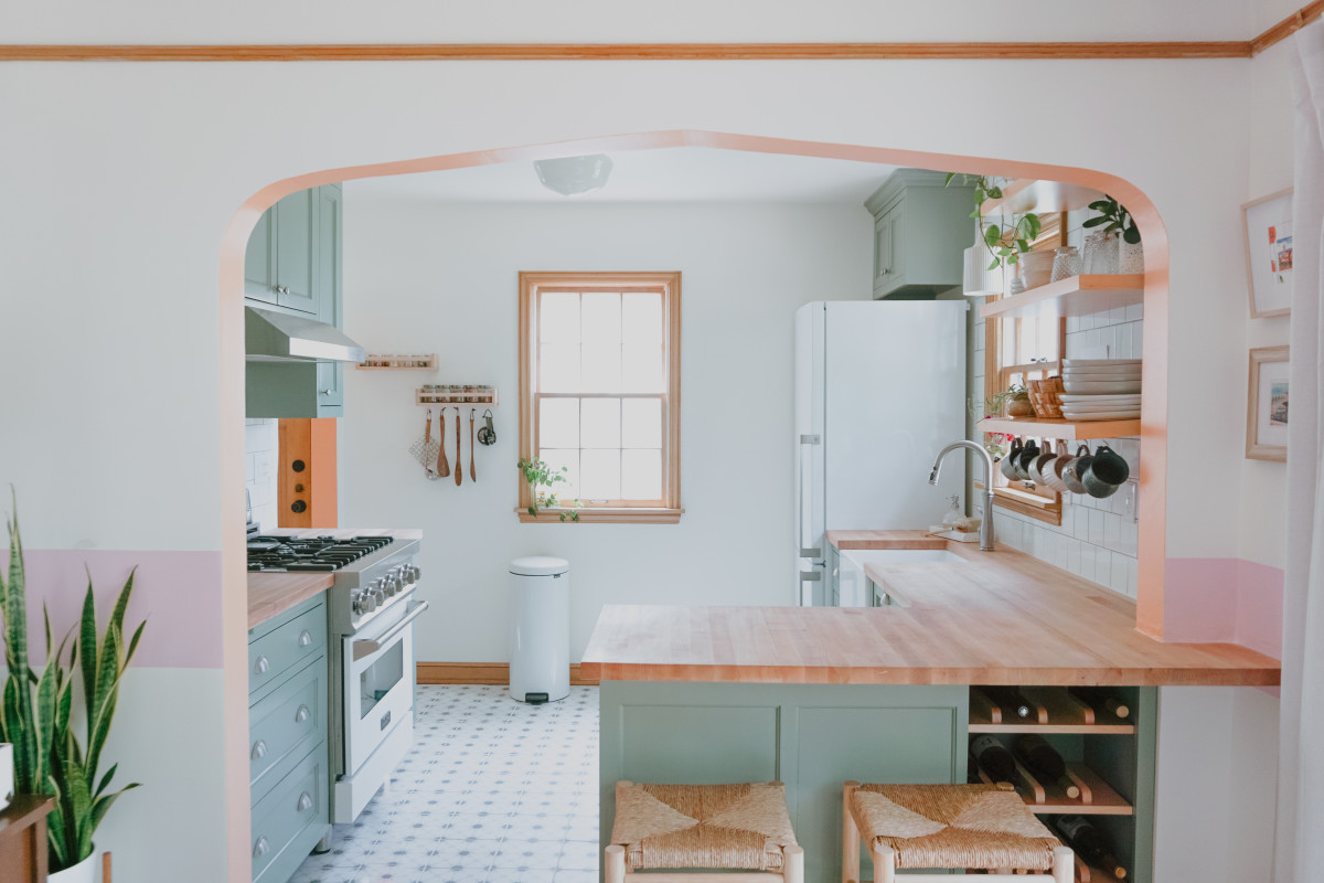 This Pretty, Pastel Kitchen Uses Wall Space Like We've Never Seen Before