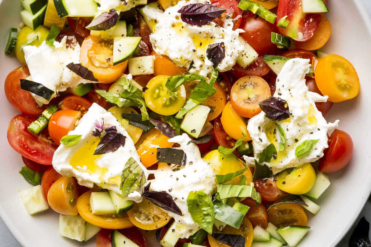 Spicy Cherry Tomato and Cucumber Salad with Basil