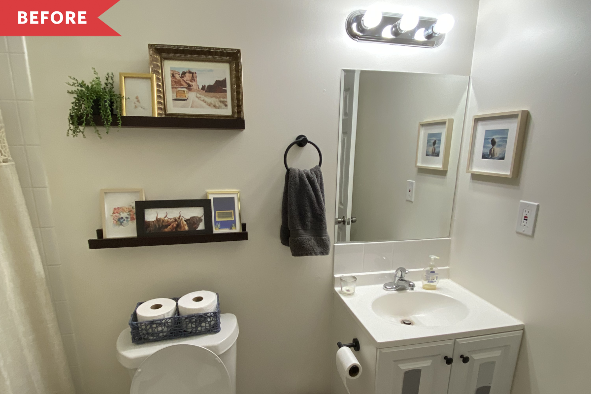 Before and After: This $850 Bathroom Redo Happily Waves Goodbye to Beige