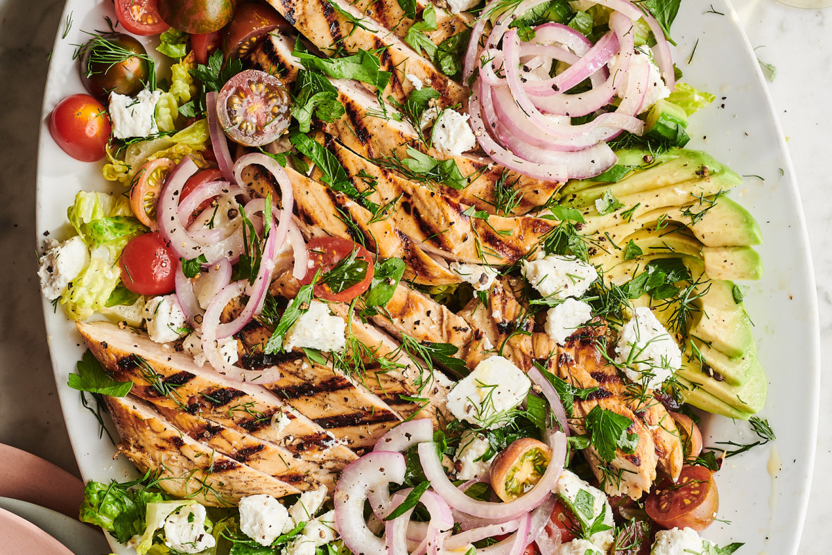 The Big, Beautiful Grilled Chicken Salad I'm Eating on Repeat All Summer Long