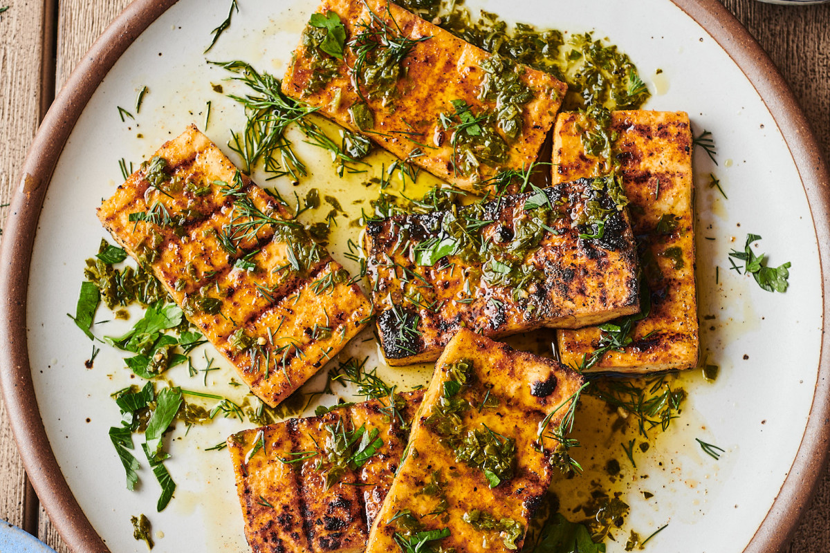Spiced Grilled Tofu with Herby Sauce Is Plant-Based Perfection