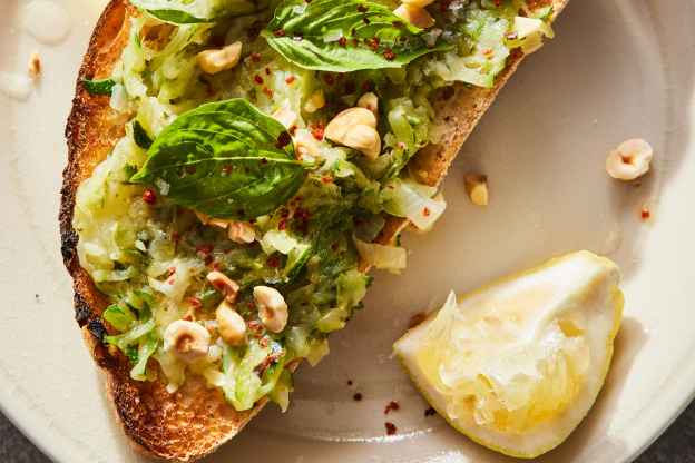 Zucchini Butter Toasts with Hazelnuts