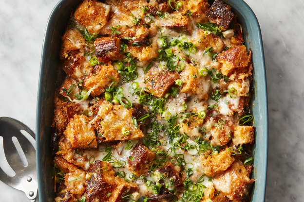 Meaty, Cheesy, and Permission to Be Lazy: Overnight Merguez and Mushroom Strata Has It All