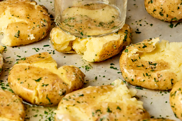 These Caesar Salad Smashed Potatoes Are a Weeknight Dinner Win