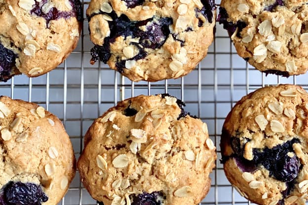 Blueberry Oatmeal Muffins Stay Moist with One Little Trick