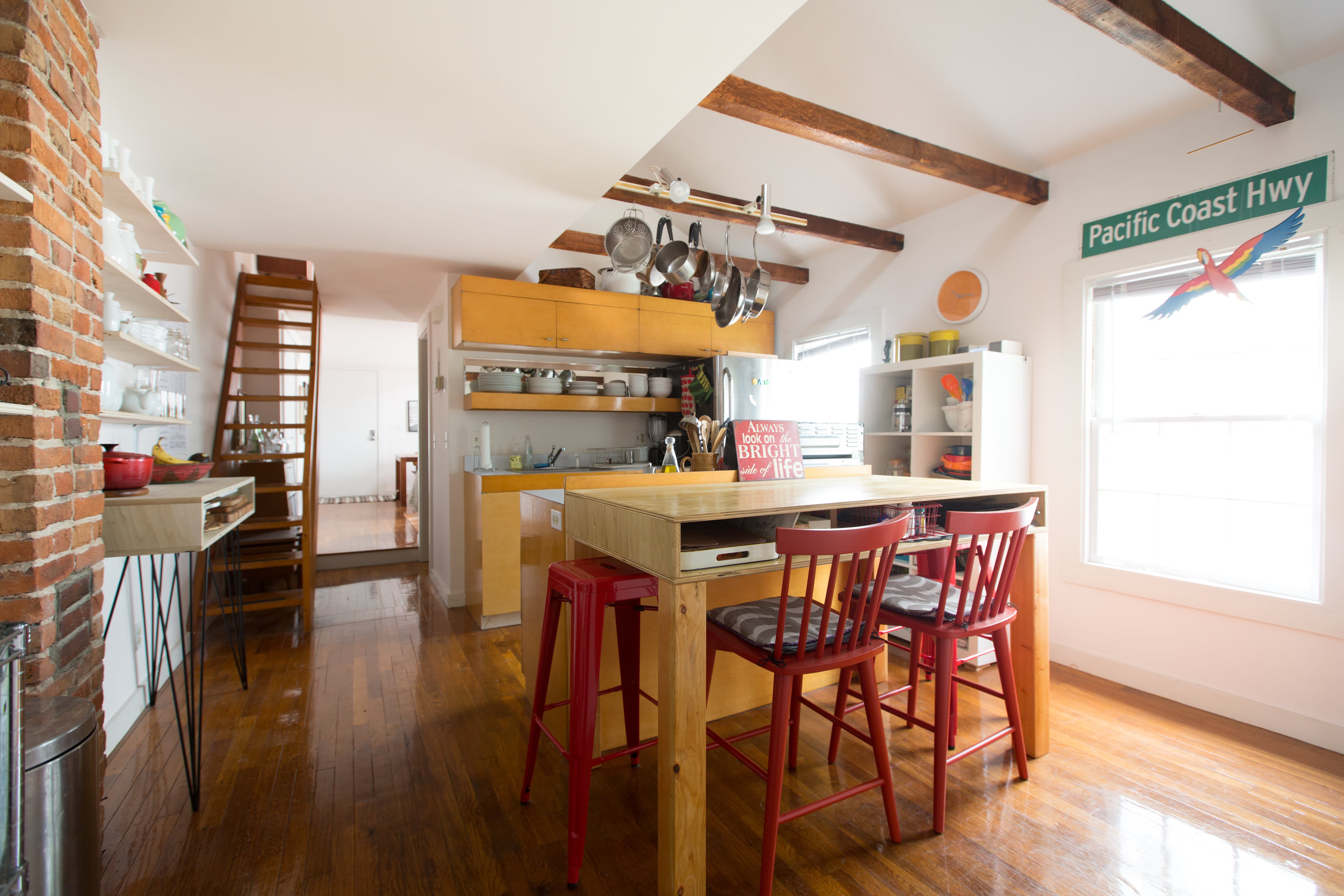 hanging pots and pans from ceiling