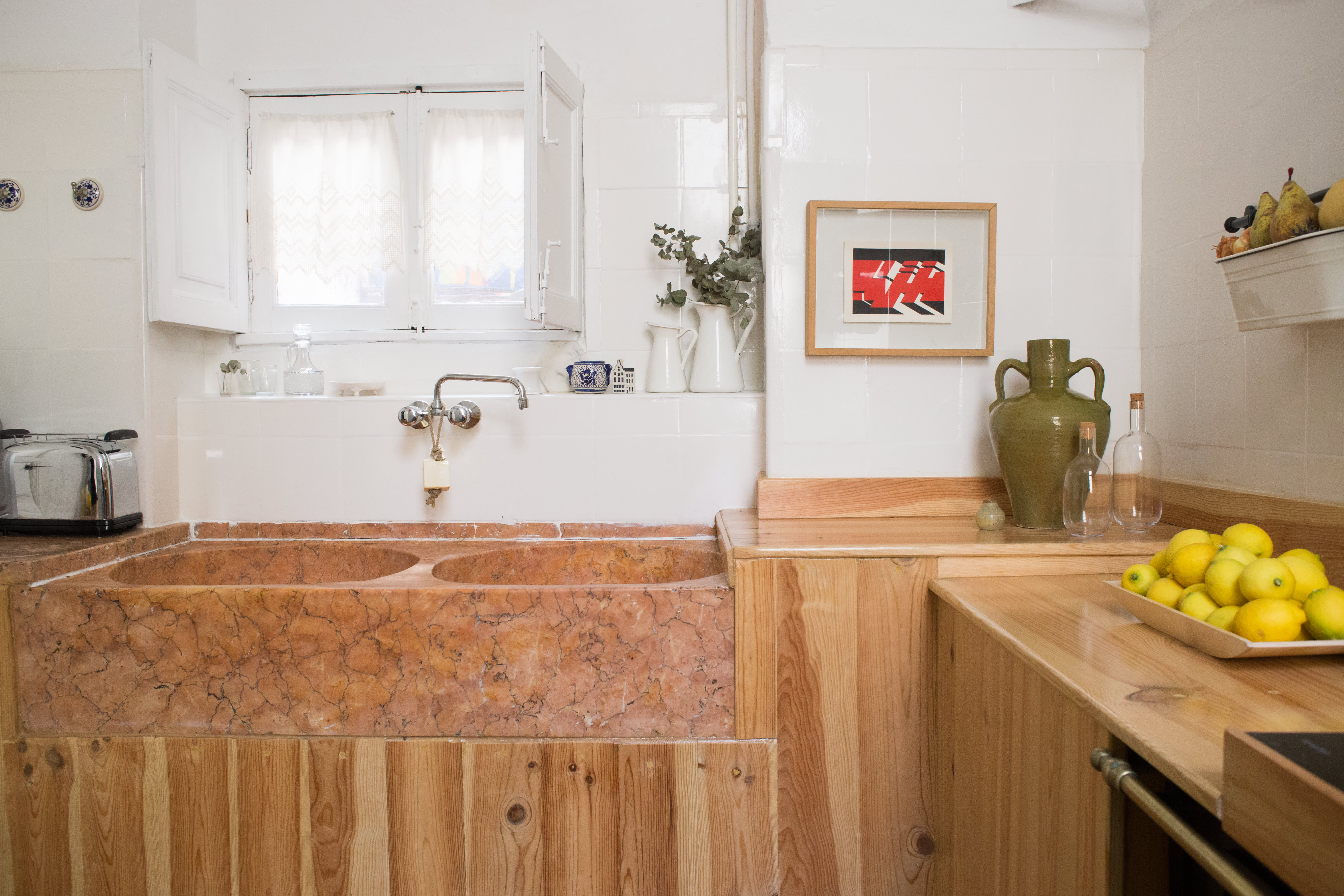 Sink Inspiration   Spanish Kitchen with Red Marble Sink   Kitchn