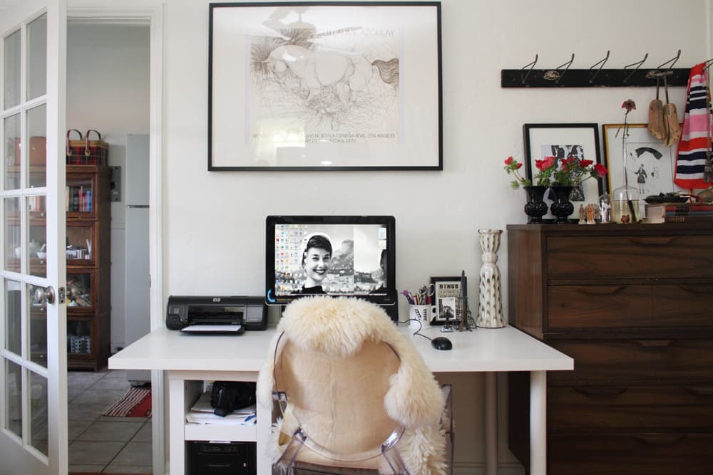 ghost chair with sheepskin