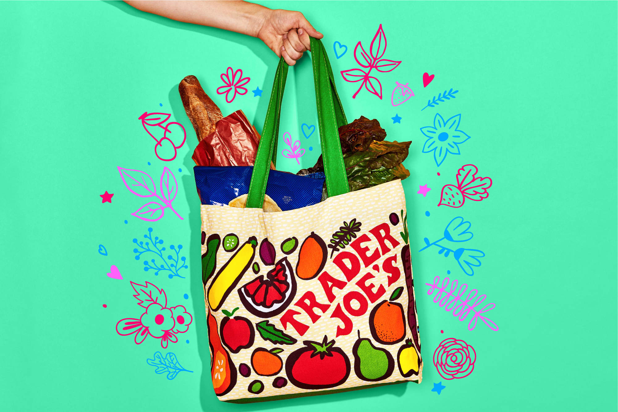 2 TRADER JOE'S  Shopping Bag Grocery  REUSABLE ECO FRIENDLY  WINE BAG 