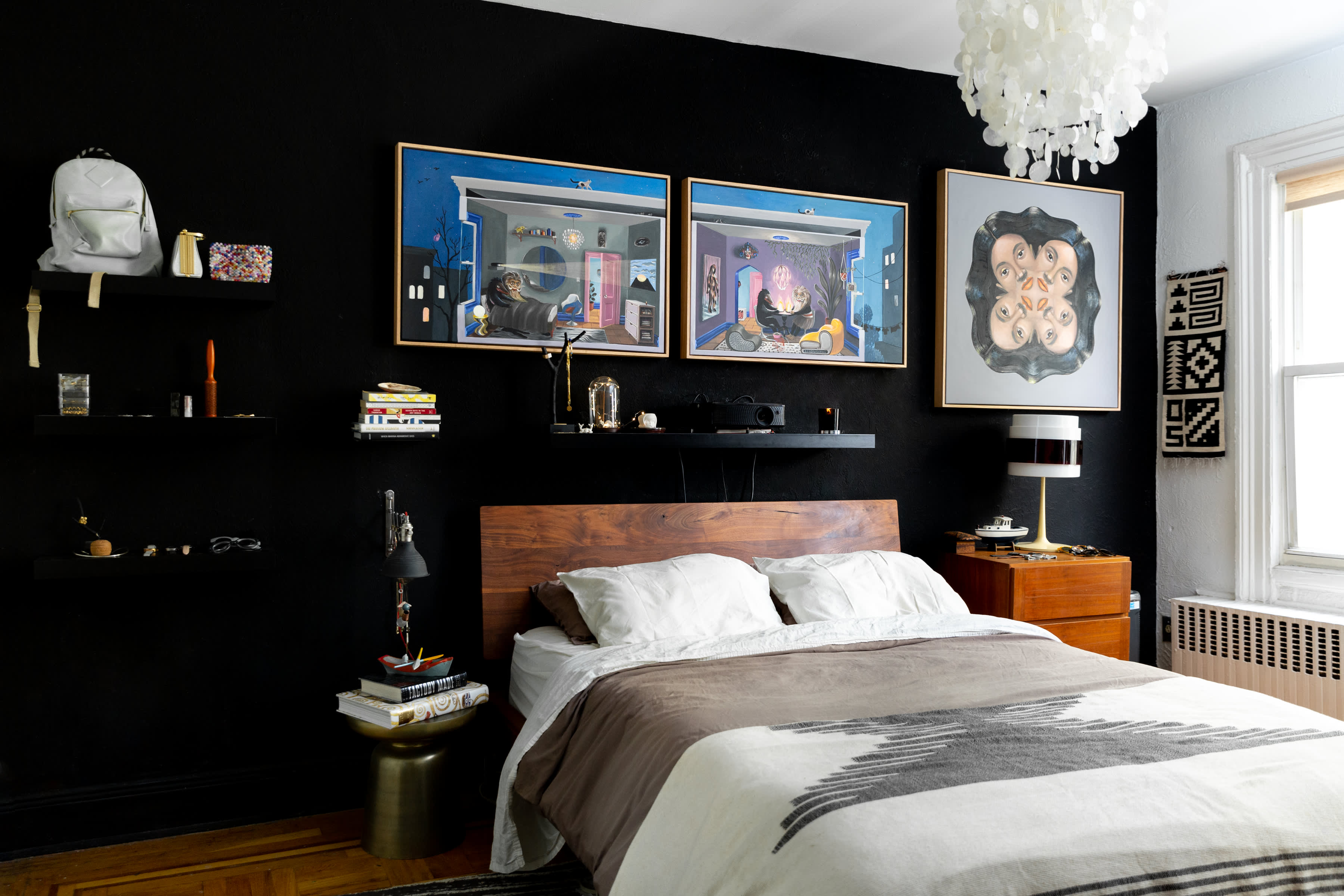 black living room design