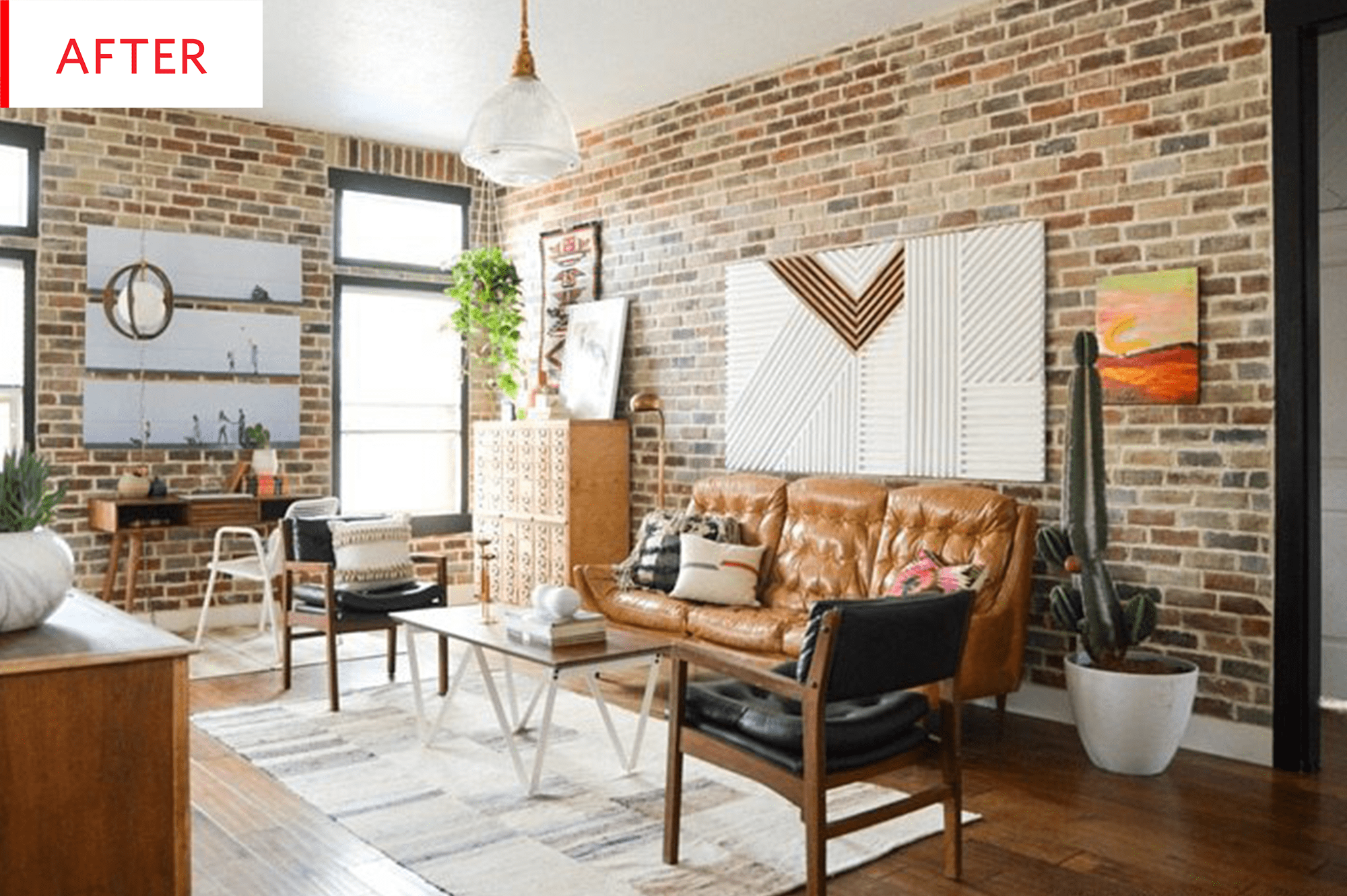 Brick Veneer Living Room Walls - Installation Photos | Apartment Therapy, image size:2000x1331