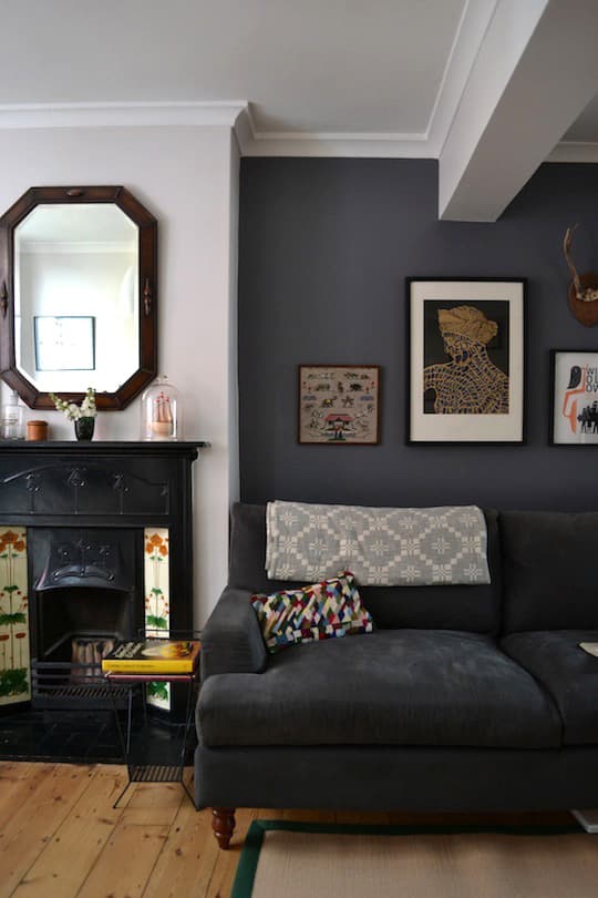 Dark grey online walls living room