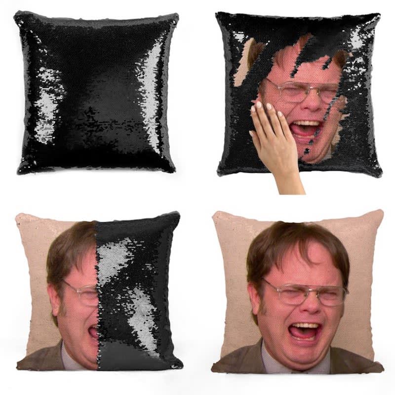 You Can Buy A Dwight Schrute Sequin Pillow Off Of