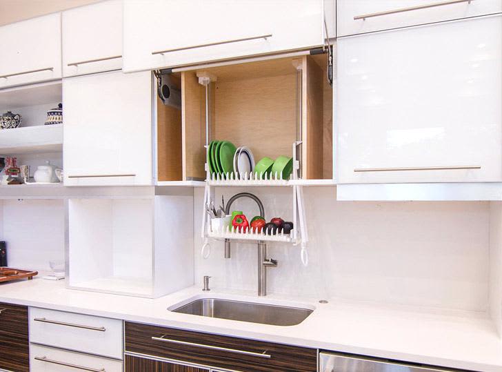 kitchen drying cupboard - Google Images  Kitchen sink drying rack, Small  apartment kitchen, New kitchen diy
