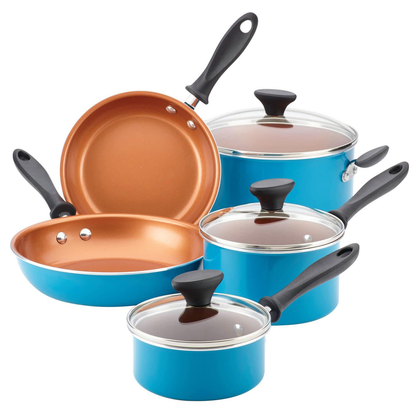 Farberware Reliance Pro 9, 11 Nonstick Ceramic Twin Pack Skillets  Teal/gray : Target