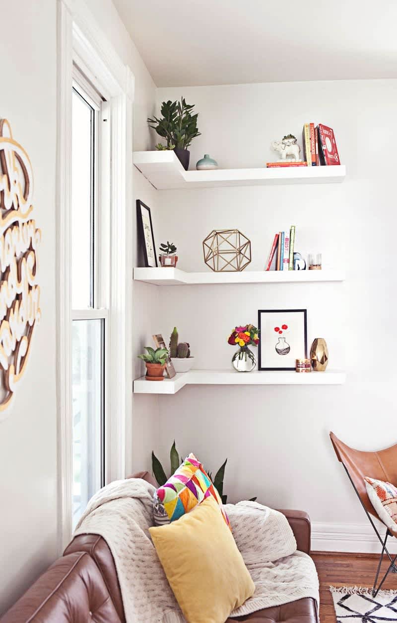 Corner Shelves A Smart Small Space Solution All Over The House Apartment Therapy