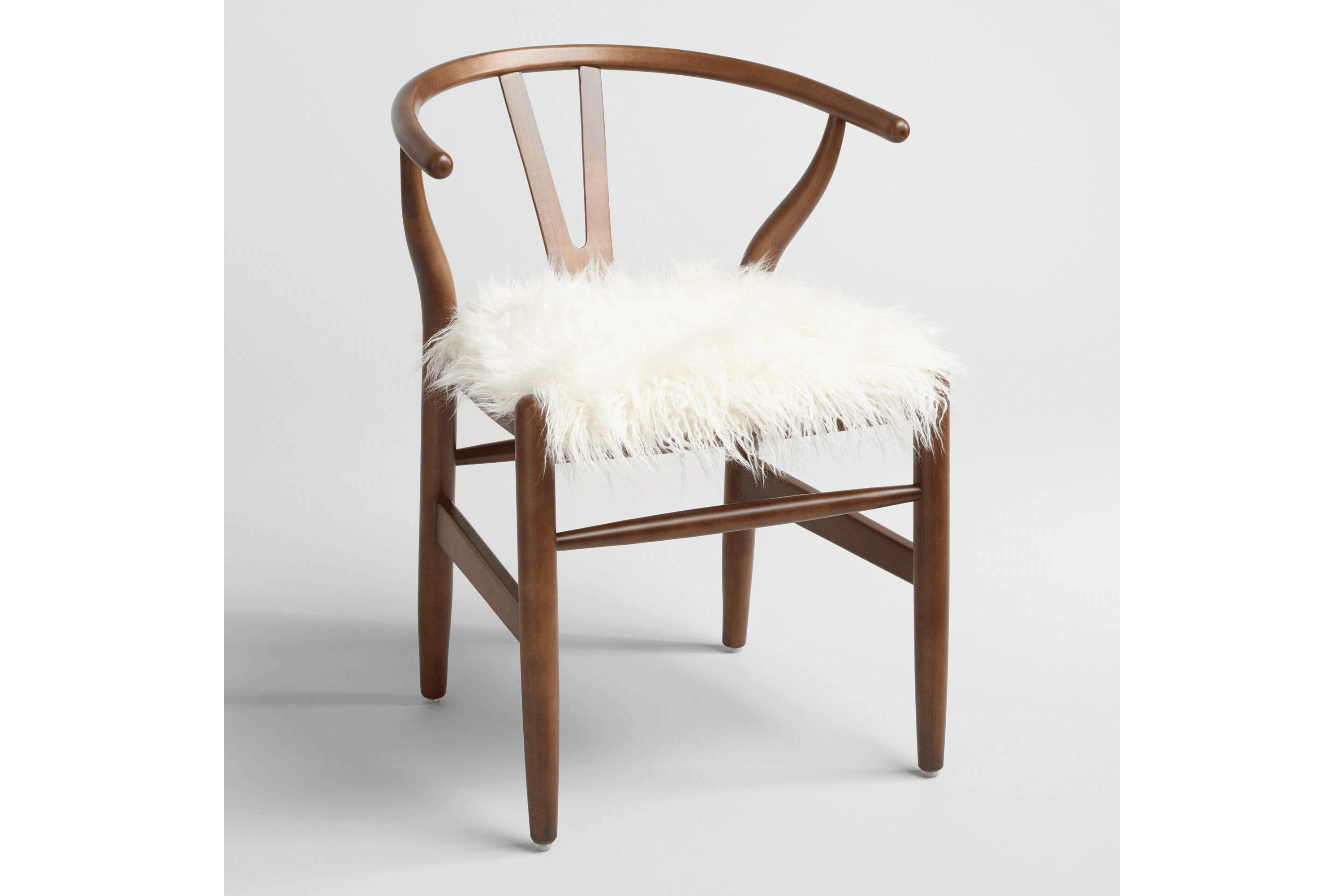 Ivory flokati donnan wishbone chair sale