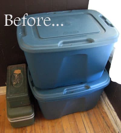 Under bench store storage bins