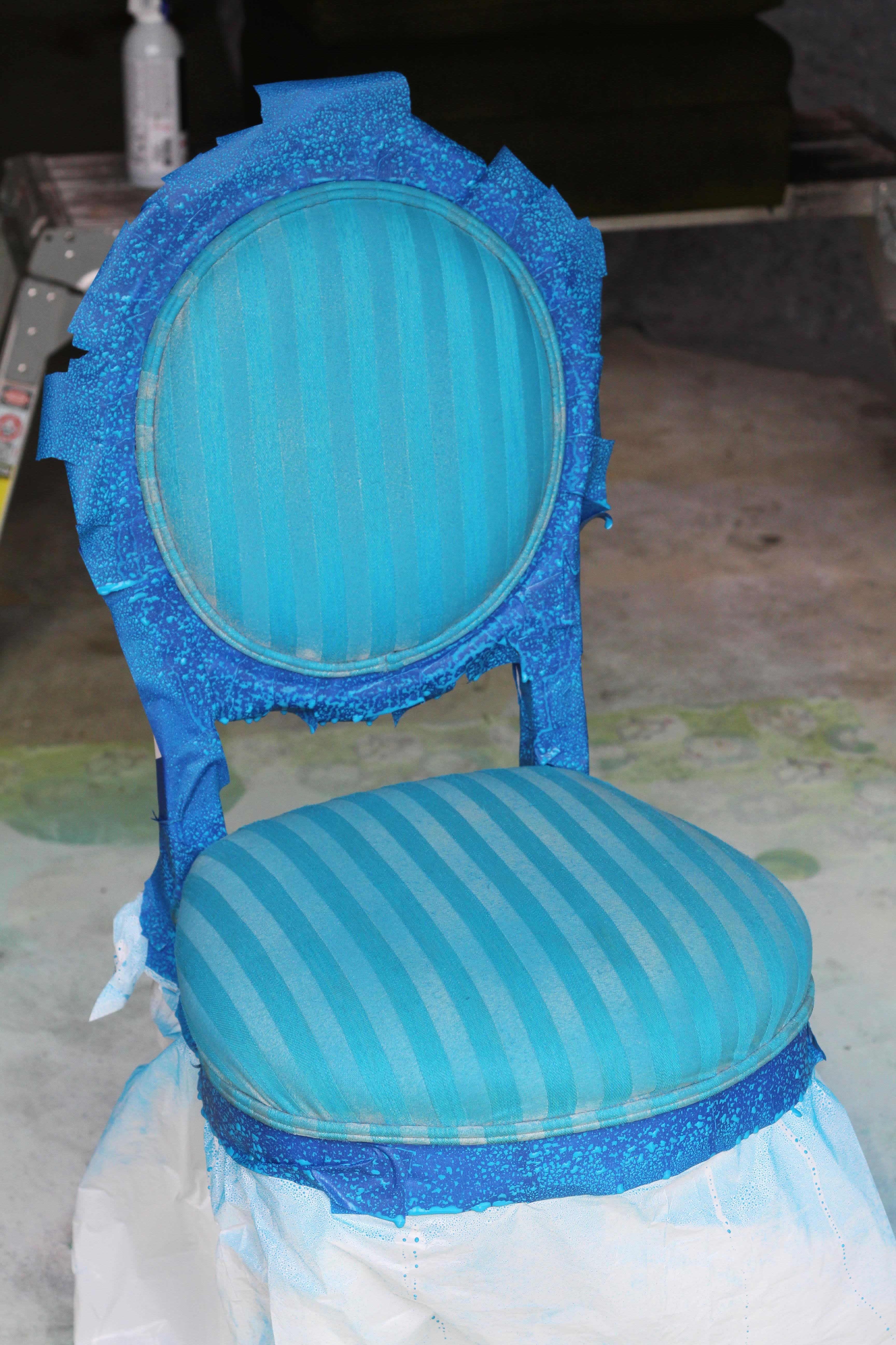 How I Painted a Chair Blue with Upholstery Paint » Dollar Store Crafts