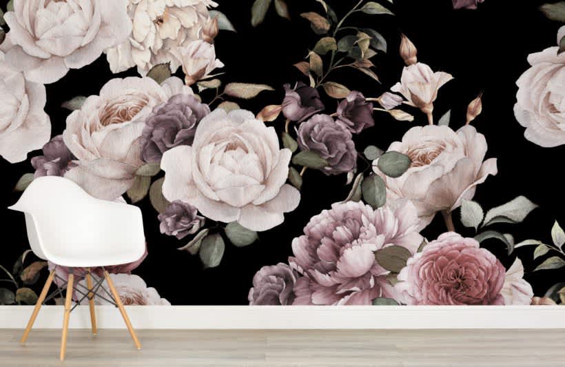 Rosey Floral Wallpaper  Anewall Mural Wallpapers