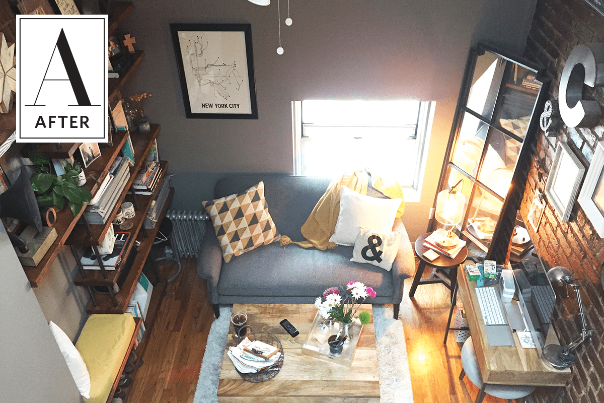 Before After A Blank 250 Square Foot Space Becomes A Cozy Home Apartment Therapy