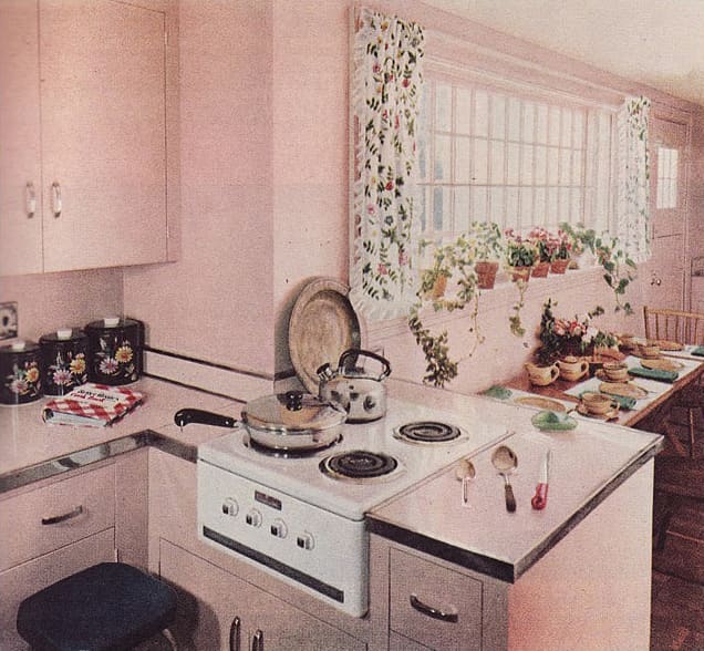 1950s pink kitchen