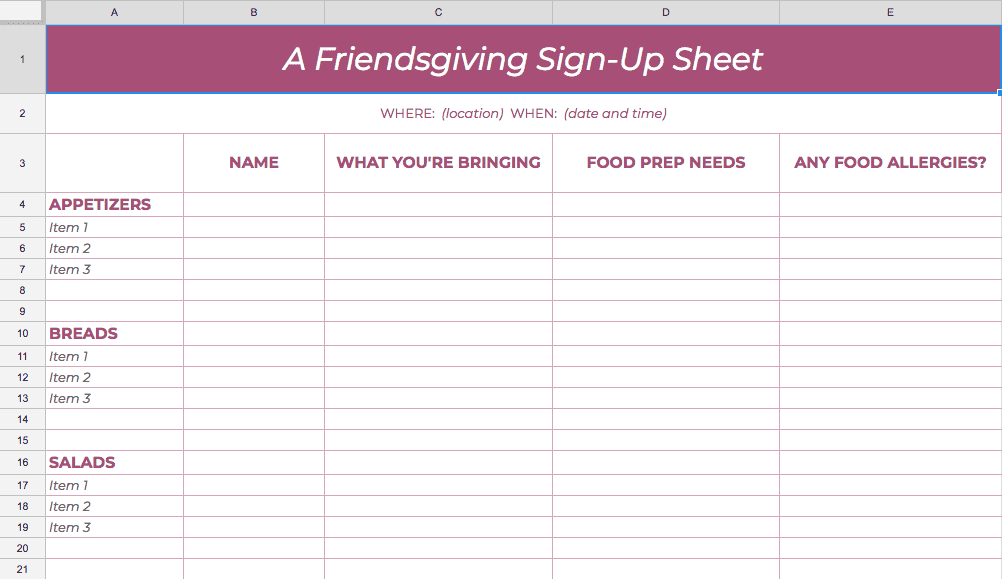 this is the ultimate sign up sheet for potlucks kitchn