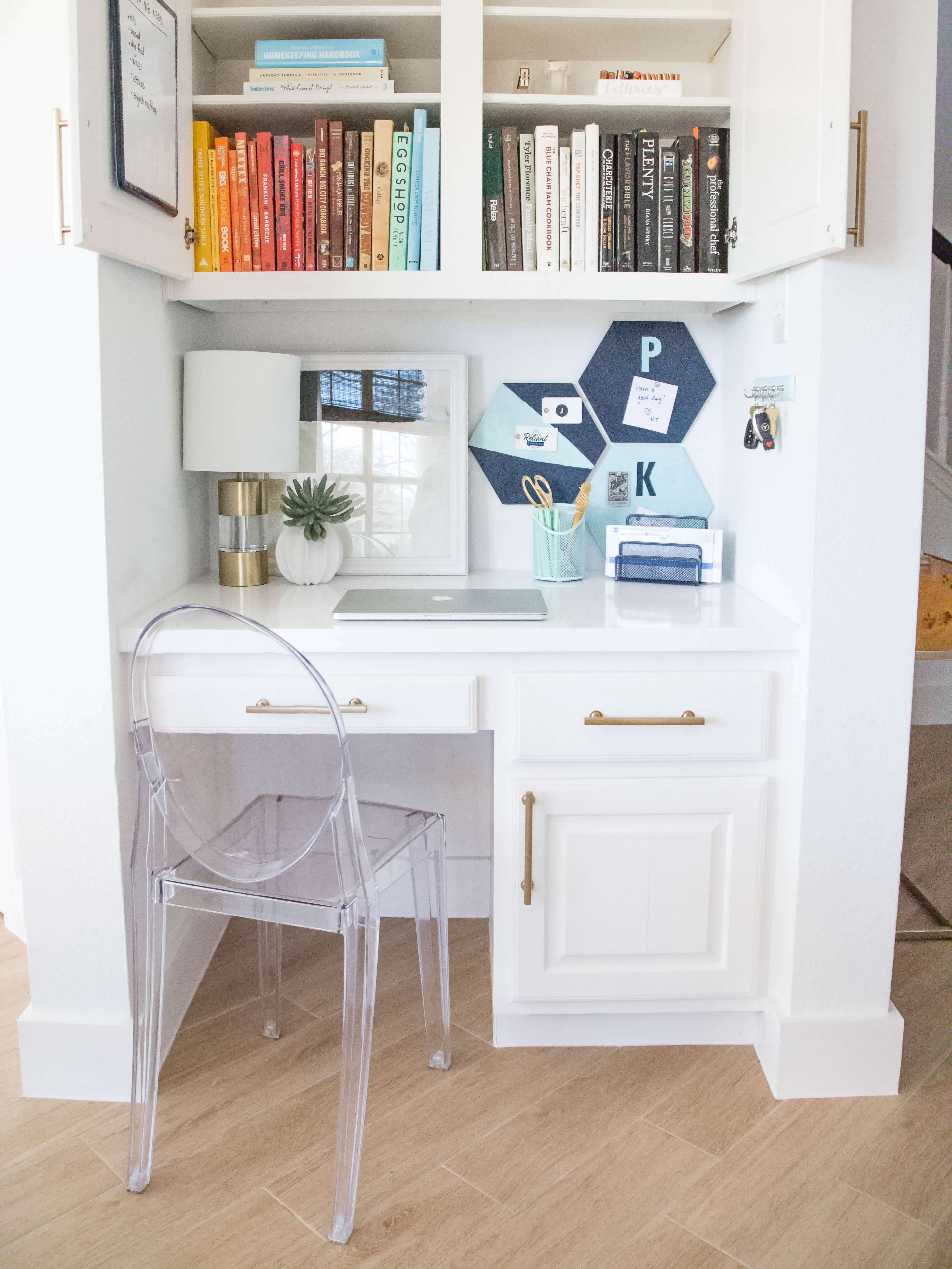 Use 3M Command Hooks to Organize Measuring Cups & Spoons Inside Cabinet.  LOVED IT…