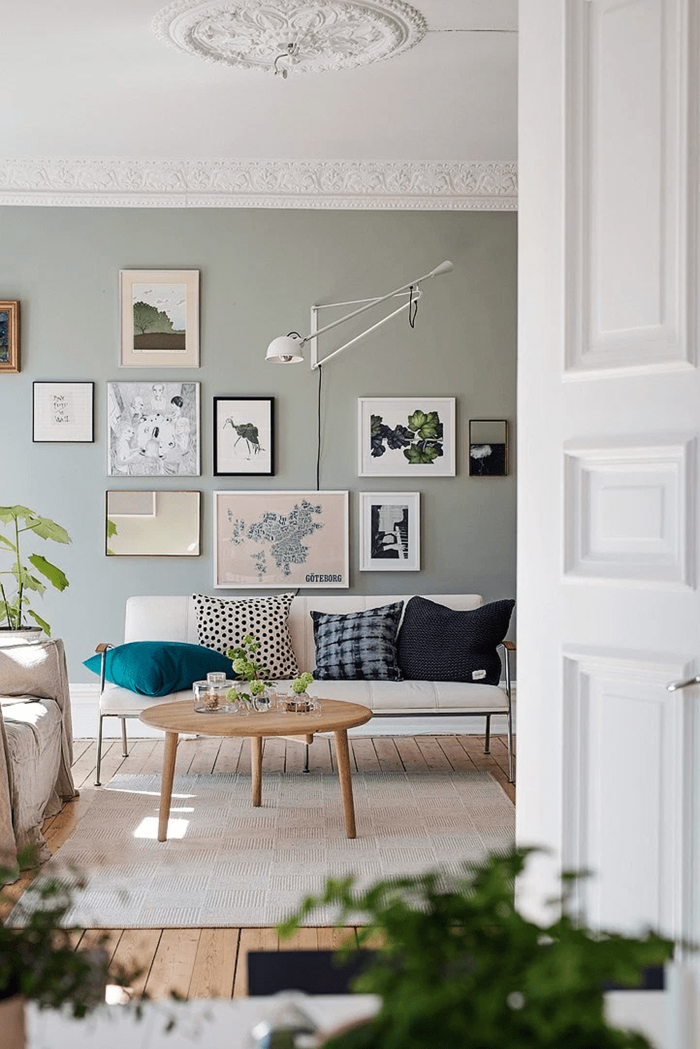 light sage green living room walls