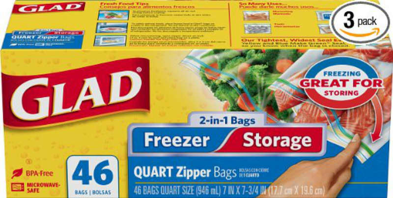 Glad Zipper Food Storage Freezer Bags - Quart - 56 Count - 4 Pack