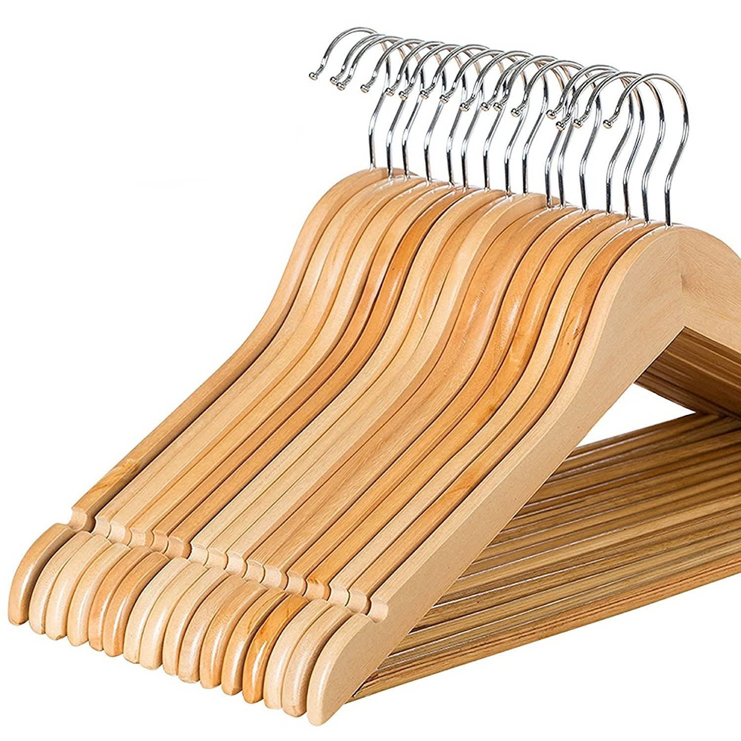 Cherry Pack of 20 Premium Quality Solid Wooden Shirt Hangers 