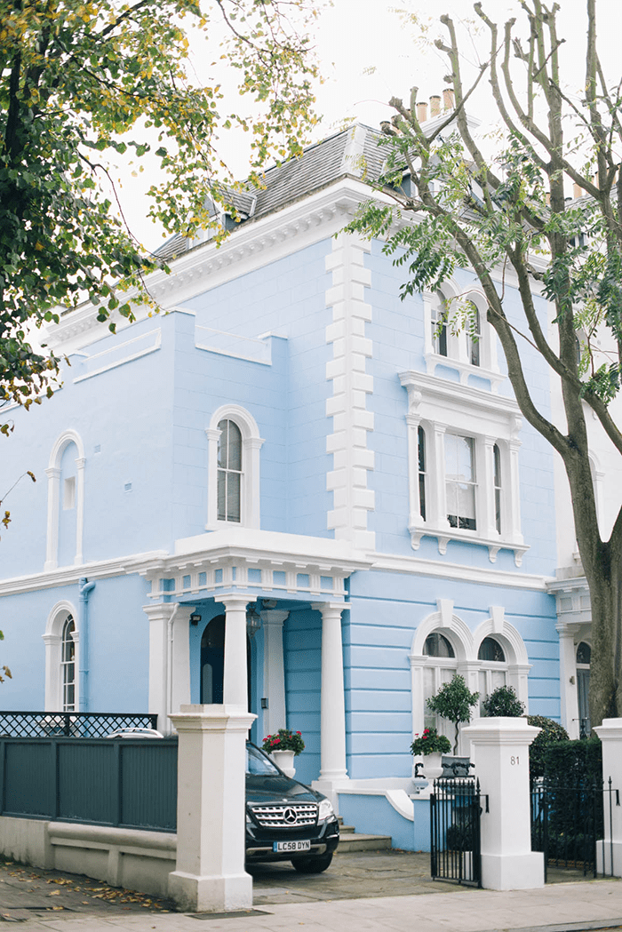 Sky blue deals colour house outside