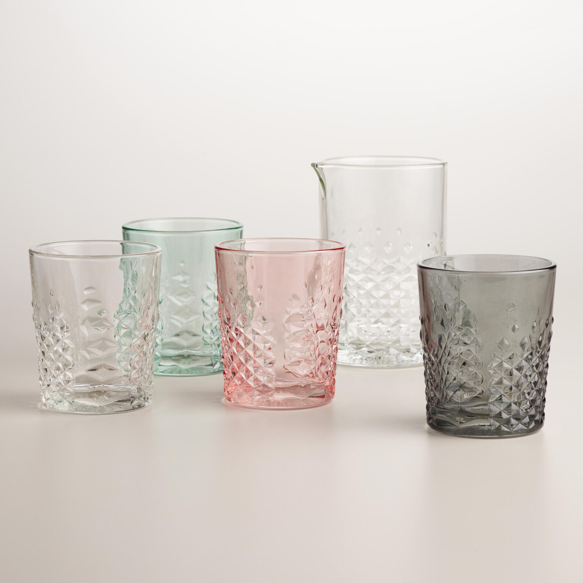 6x Elegan Water Glasses Set Ridged Glass Juice Drinking Tumbler Tumblers 190ml 