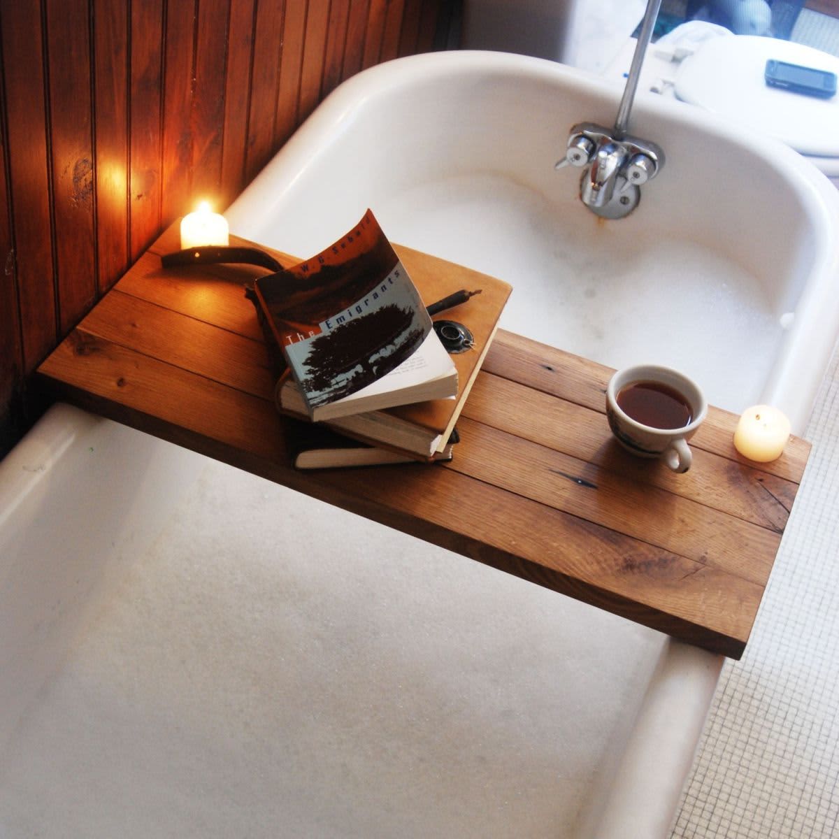 DIY Bathtub Tray (Turn Your Bathroom Into a Spa!) - Love & Renovations
