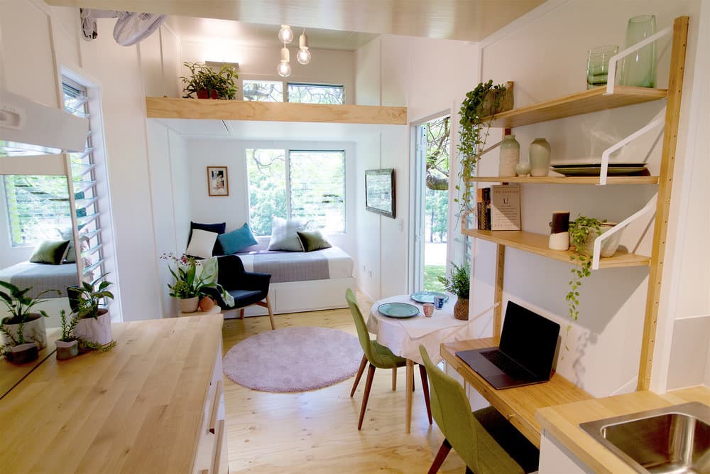 Midcentury Modernist Tiny House Includes a Micro-Gym