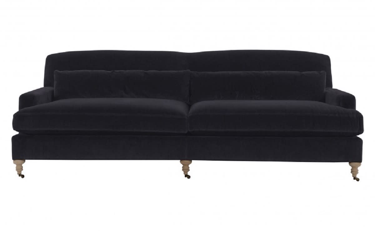 Black rolled online arm sofa