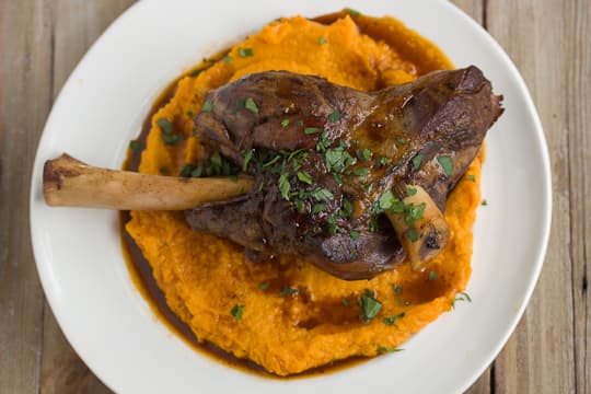 Recipe Braised Lamb Shanks Root Vegetable Puree Kitchn