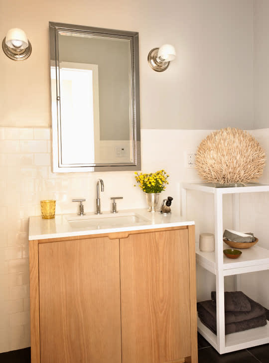 Bathroom Before & After From Carpeted to Calm & Clean Apartment Therapy