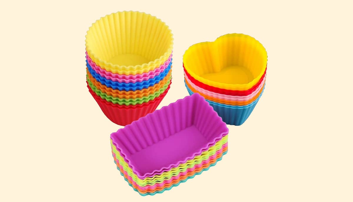 Pack of 6 Silicon Cup Cake Molds / Silicone Cupcake Moulds Reusable  Nonstick Heat Resistant Baking Cups 6 pcs