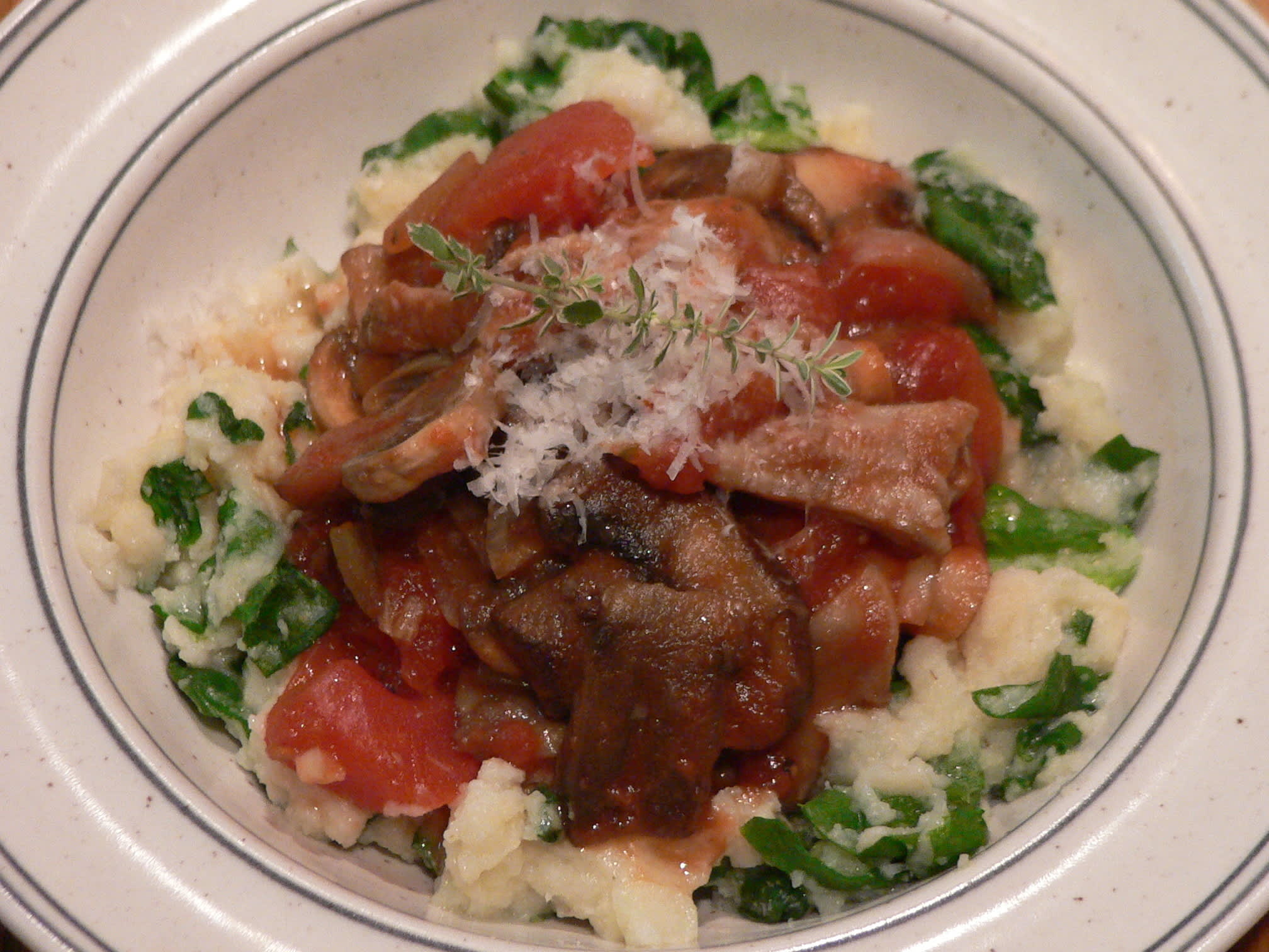 Rachel’s Mushroom Ragout With Spinach-Parm Polenta Quick Weeknight ...