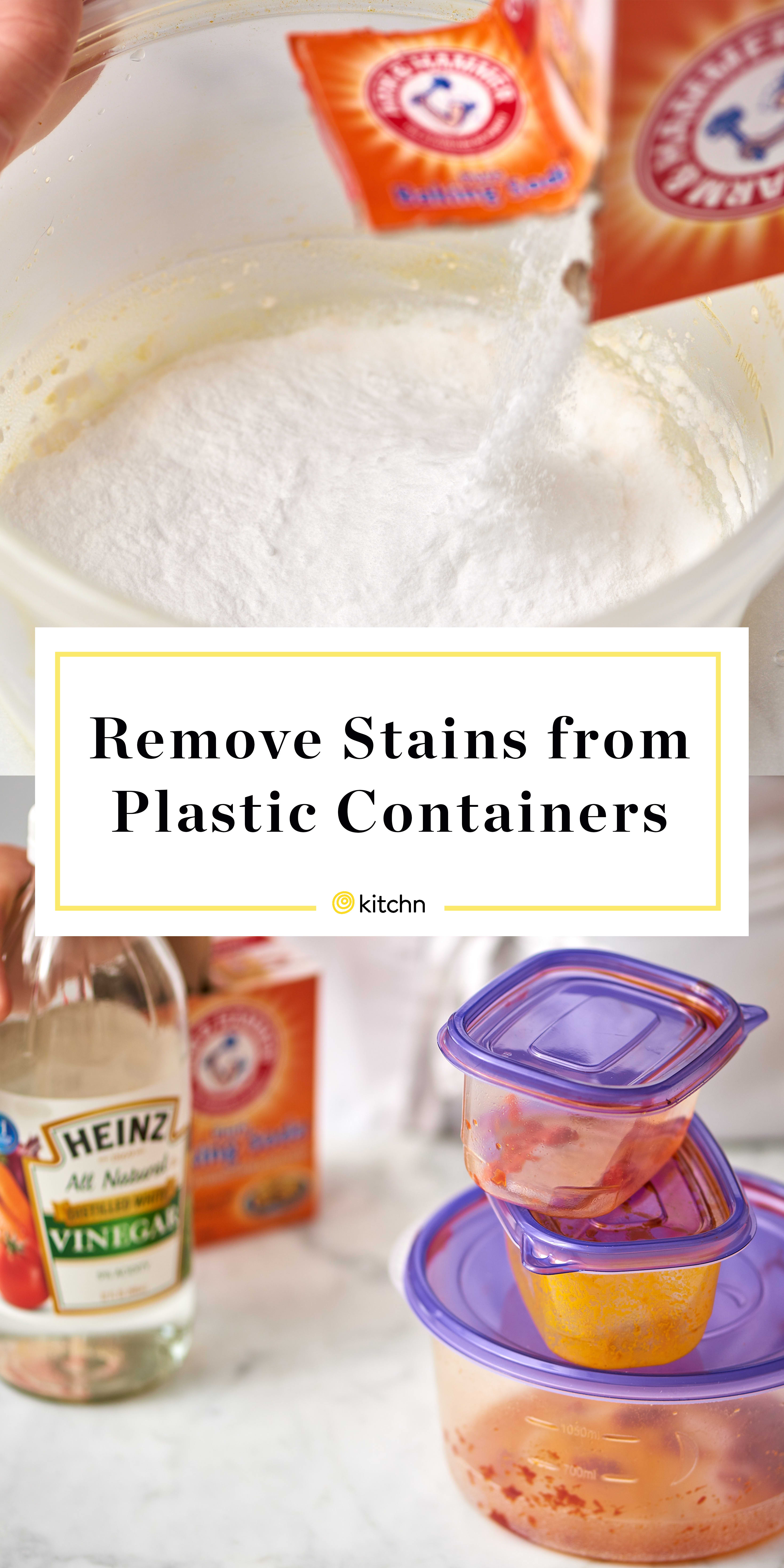 How to remove stains from plastic containers