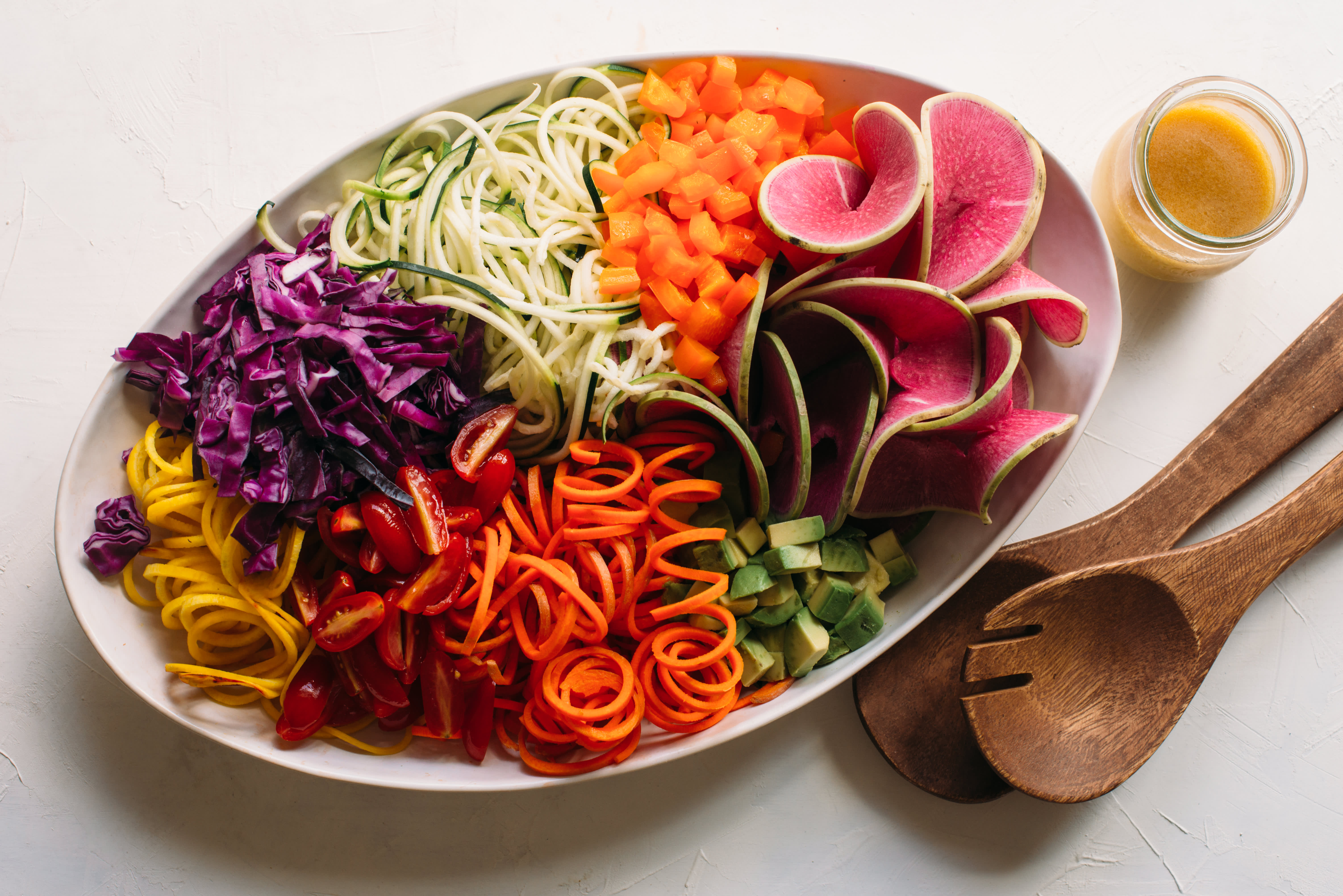 Rainbow Spiralized Cucumber Salad