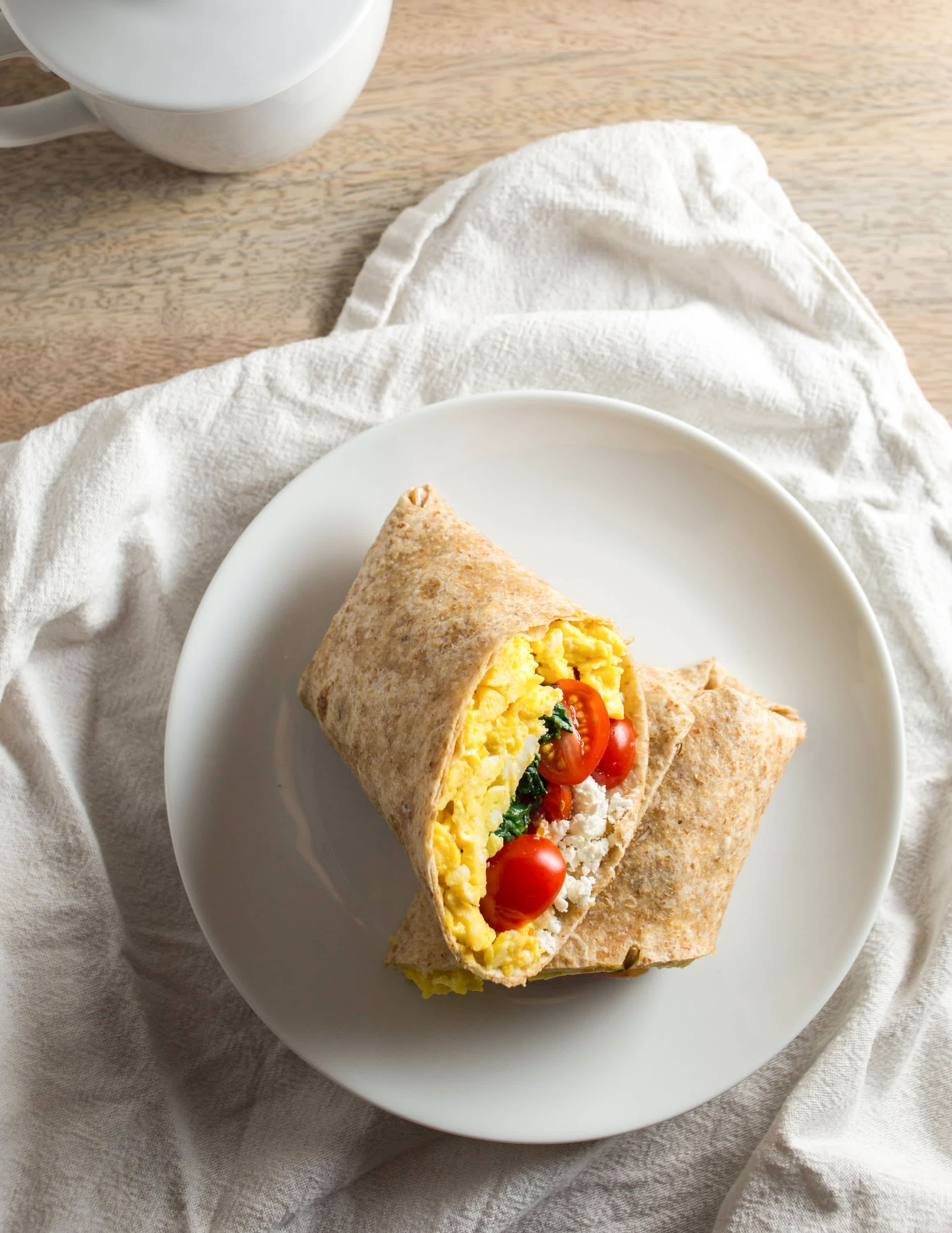 Egg, Spinach and Feta Breakfast Wraps