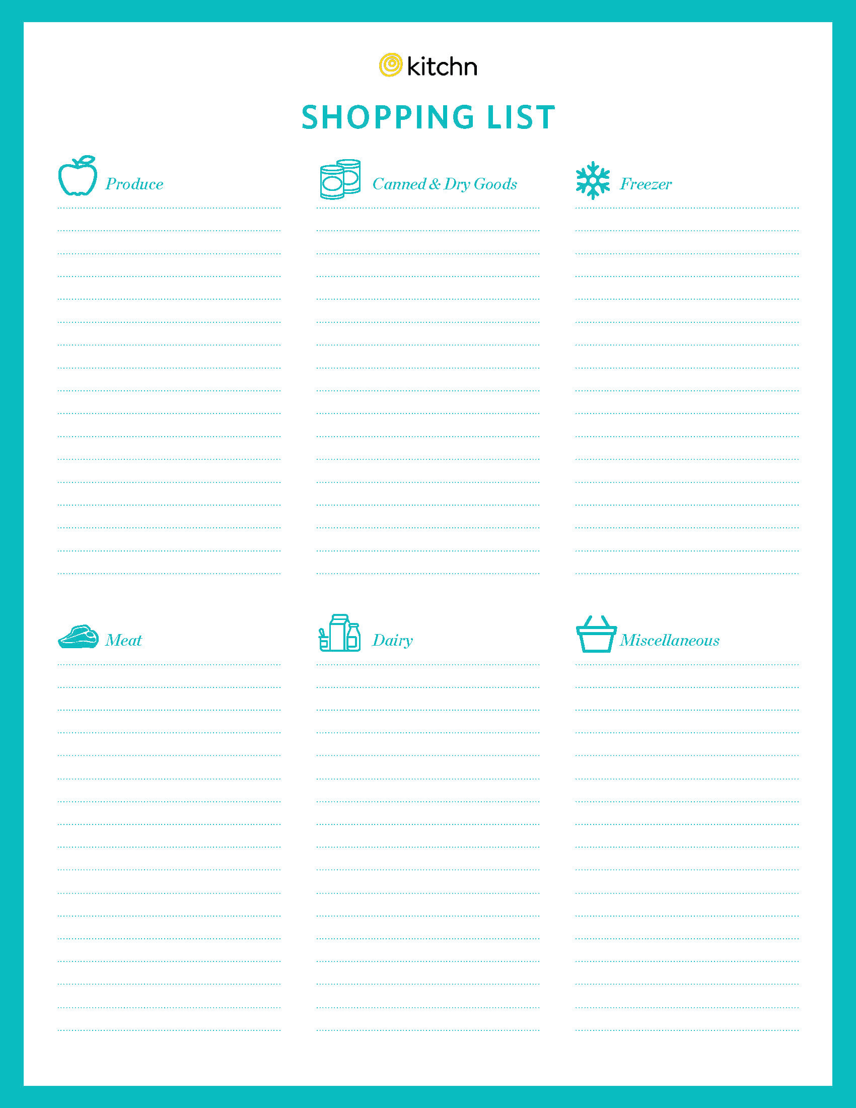Free Printable Grocery Shopping List Template