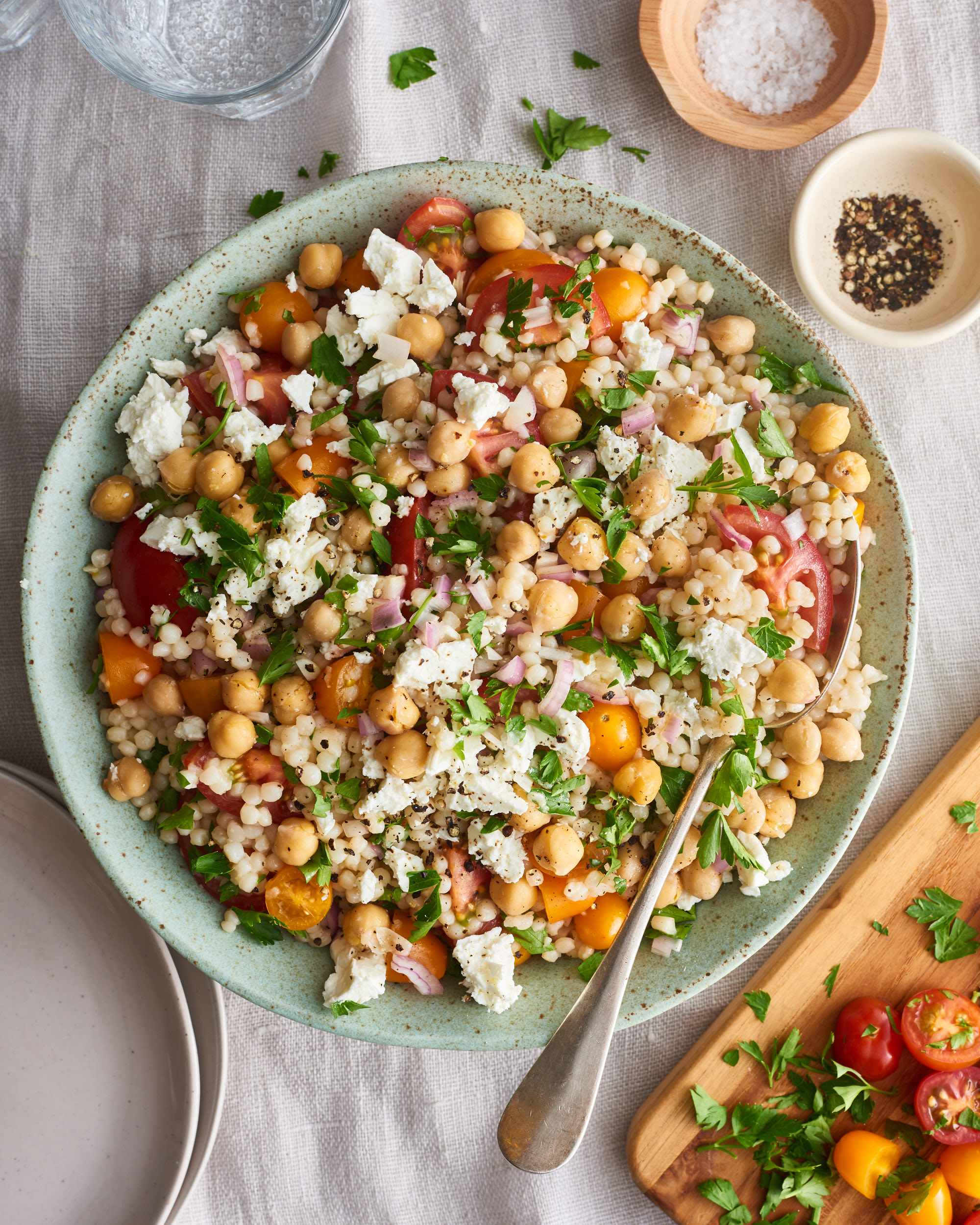 Israeli Couscous Salad with Feta, Chickpeas, and Herbs