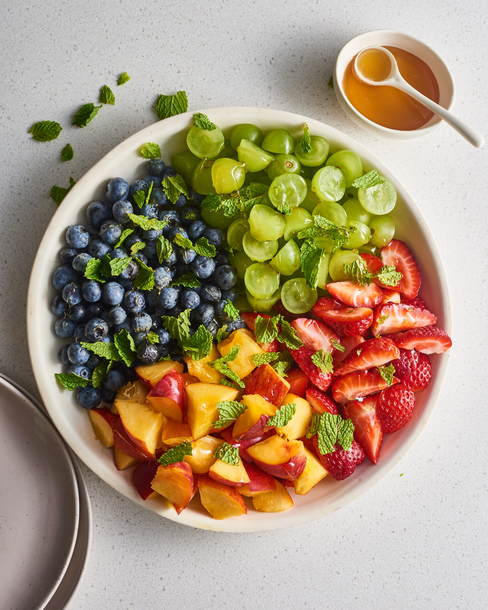 Prepped fruits for fruit salad breakfasts this week for the first time -  what a joy to have these ready to go! I lost a lot to little mouths as I was