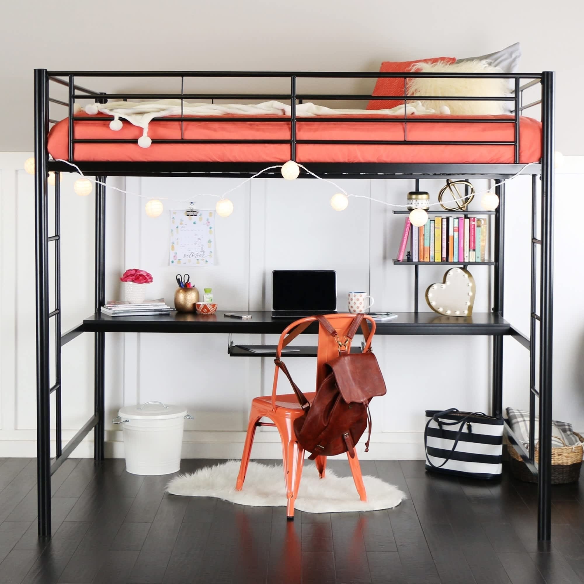 queen loft bed with desk