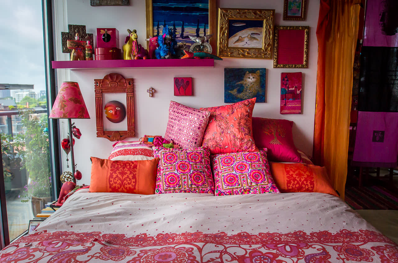 purple boho bedroom