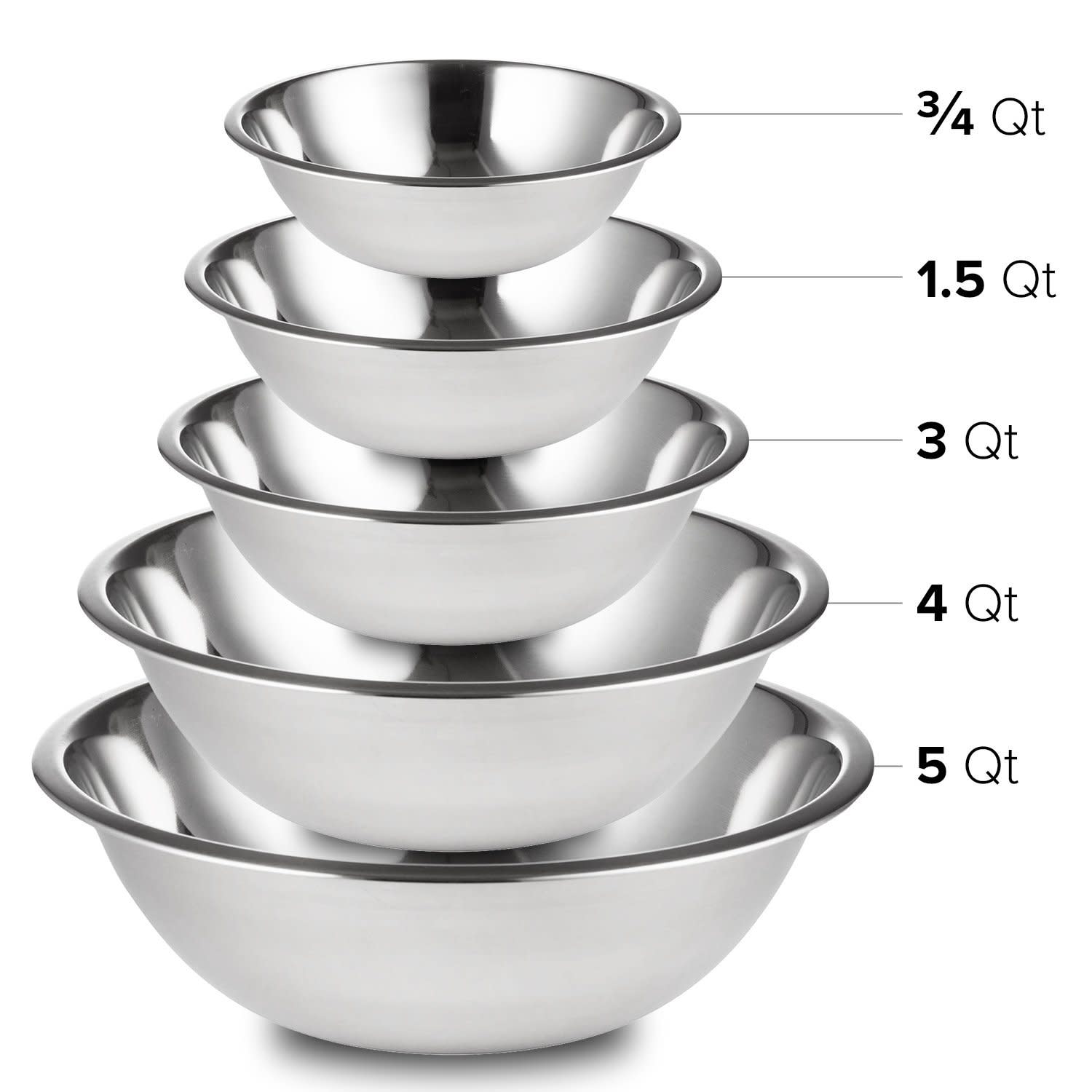 Tramontina 10-Piece Stainless Steel Mixing Bowls, Covers & Graters Included (Black)