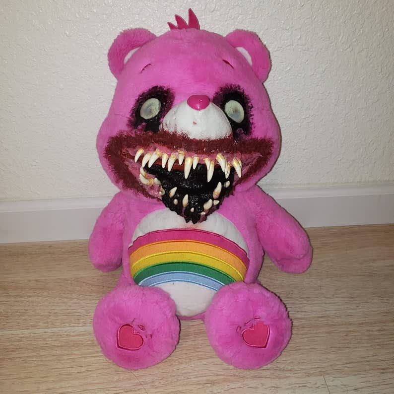 creepy teddy bear with teeth